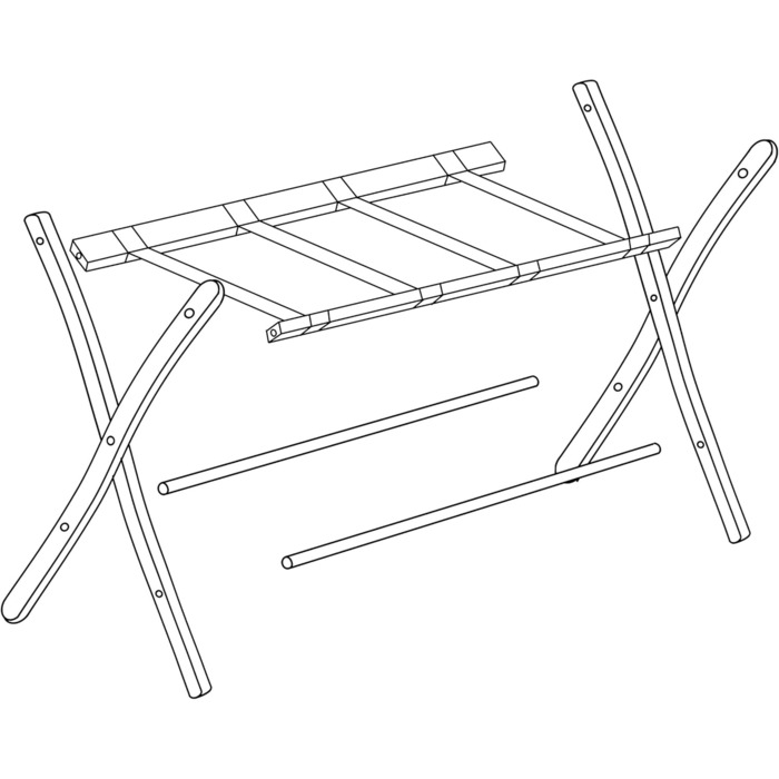 Relaxdays Luggage Rack Wood, foldable, luggage rack, suitcase storage, for travel luggage, HxWxD: 52.5x66.5x48 cm, white