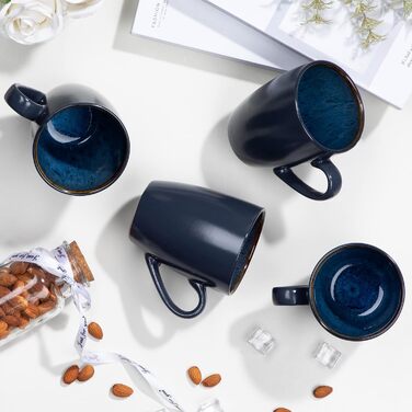 Coffee Mugs, Stoneware, Vancasso BUBBLE 12-Piece Mug Set, 380ml Coffee Cups with Handle