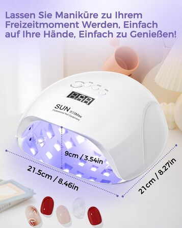 LED UV лампа для нігтів NAILGIRLS 150W з таймером, автосенсором та LCD дисплеєм. Підходить для гель-лаку, пальців та нігтів. Знімний магнітний майданчик.