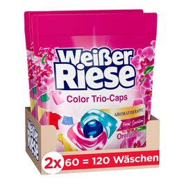 Капсули для прання кольорових речей Weißer Riese Trio-Caps Color, ароматерапія Орхідея, 120 шт
