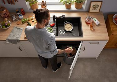 Система для сортування сміття BLANCO Botton Pro 45/2, ручна, 2 відра по 13 л, для кухонних шаф шириною 45 см, підлоговий монтаж