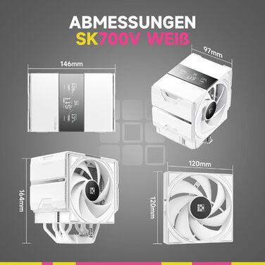 Система охолодження CPU Sudokoo SK700V AM5 з вентилятором 120 мм, дисплеєм, 7 heatpipes та гарантією 5 років