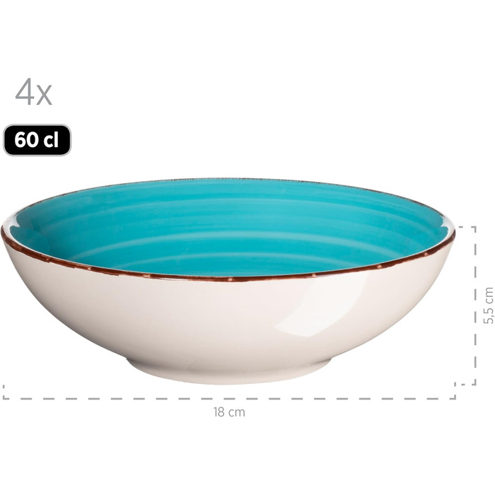 MÄSER Bel Tempo II: Набір посуду вінтажний, 16 предметів (для 4 осіб), ручне розпису, кераміка, зелено-блакитний