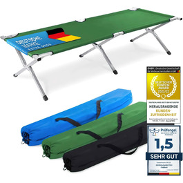 GOODS+GADGETS Folding Army Field Bed from Aluminum - Foldable Camping Bed & Guest Bed (Green)