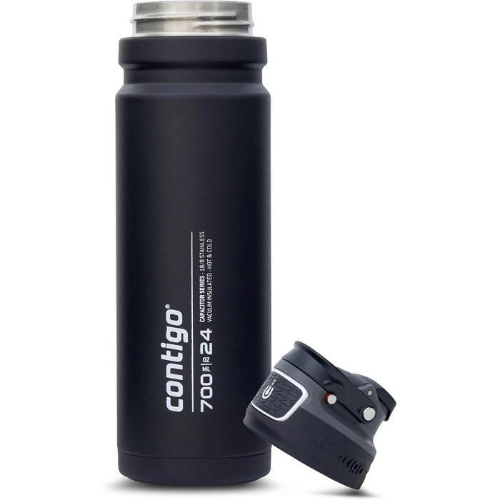 Contigo Free Flow Stainless Steel Water Bottle, 100% Leak-Proof, Large BPA-Free Insulated Thermo Water Bottle, Keeps Drinks Cold for Up to 29 Hours, Premium Outdoor Iso-Sport Bottle, 700 ml