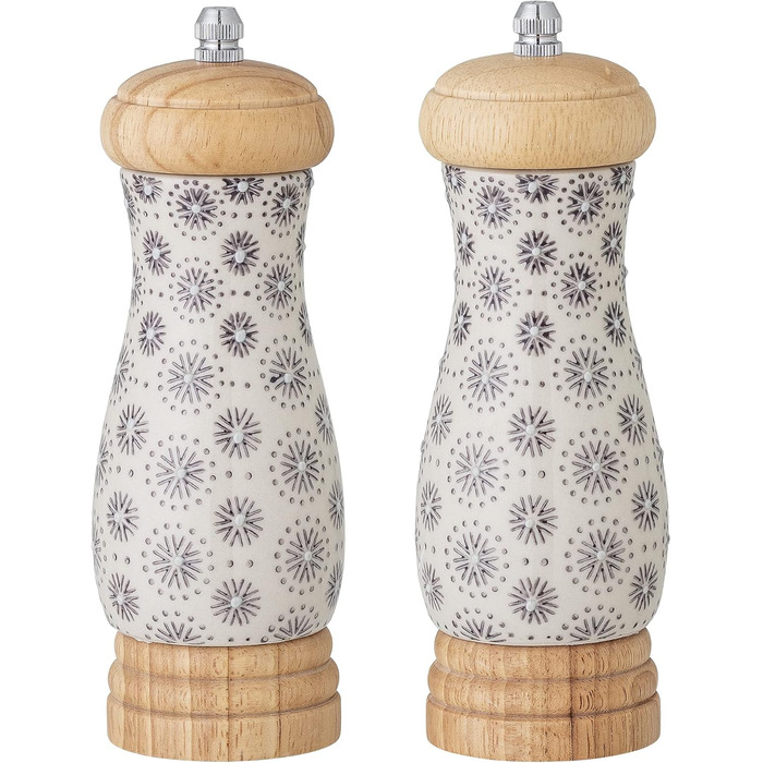 Bloomingville Salt and Pepper Grinder Elsa, gray, ceramic, set of 2