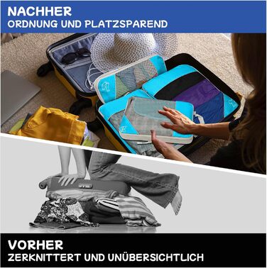 Набір компресійних органайзерів для подорожей 5 шт. (синій) - Куби для валіз, рюкзаків, легкі сумки для зберігання