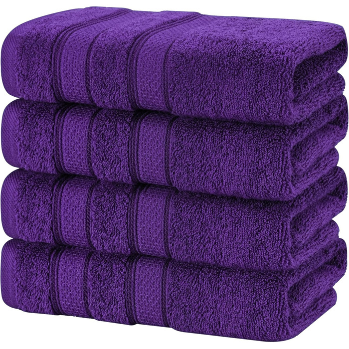 Набір рушників American Soft Linen Premium з турецької бавовни, готельна серія, 6 предметів (4 рушники для рук), насичений фіолетовий колір