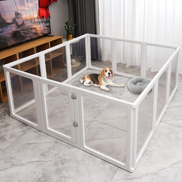 Вигул для цуценят Citylife 8-TLG 60 см, розкладний вольєр для собак з дверима, вольєр для собак у квартиру, великий вольєр для собак, котів, кроликів, дрібних тварин, неслизький, прозорий