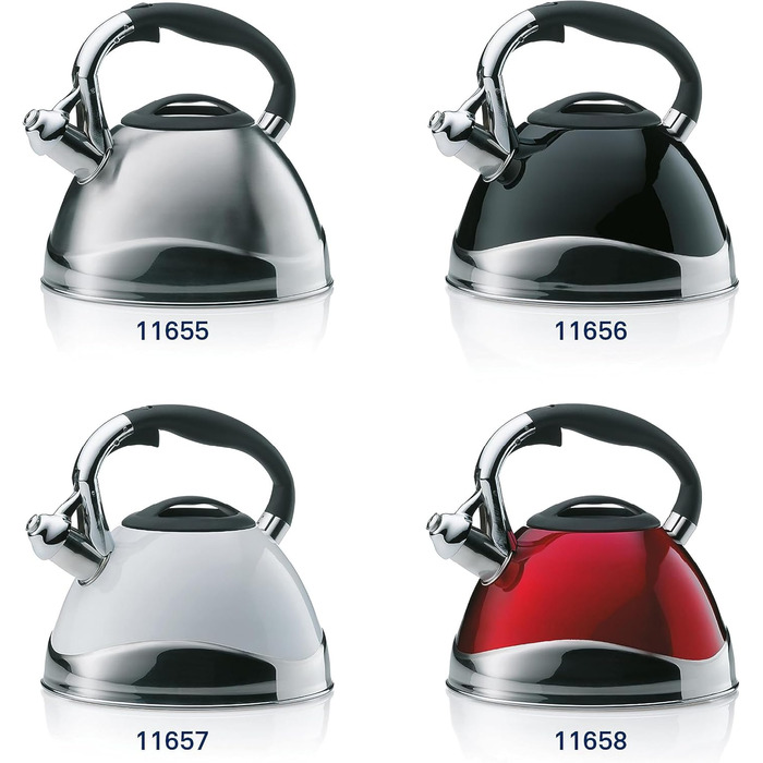 Kela Induction 3 L, Stainless Steel Camping Kettle, with secure pouring lid opening via button, VARUS, Polished Teakettle, Silver, Silver Single