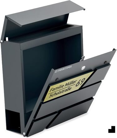 Поштовий ящик з газетницею Anthrazit Julia Standard: персоналізований, настінний, з порошковим покриттям RAL 7016, 37x37 см