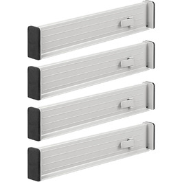 mDesign Adjustable Drawer Divider – Practical Drawer Organizer for Cabinets and Dressers – Flexible Plastic Drawer Dividers – 8-Piece Set – Smoke Gray and Black (Light Gray)