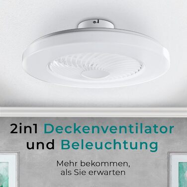 Стельовий вентилятор Noaton Triton 12050B з LED підсвіткою, диммування, 3 режими кольору, пульт ДУ, таймер, діаметр 50 см, білий