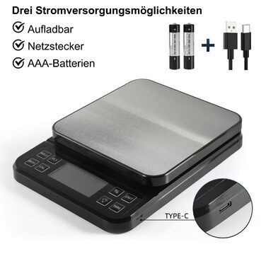 Кухонні ваги BOMATA 0.1г/5кг з USB-зарядкою, високоточною вимірювальною платформою з нержавіючої сталі та функцією відсотків