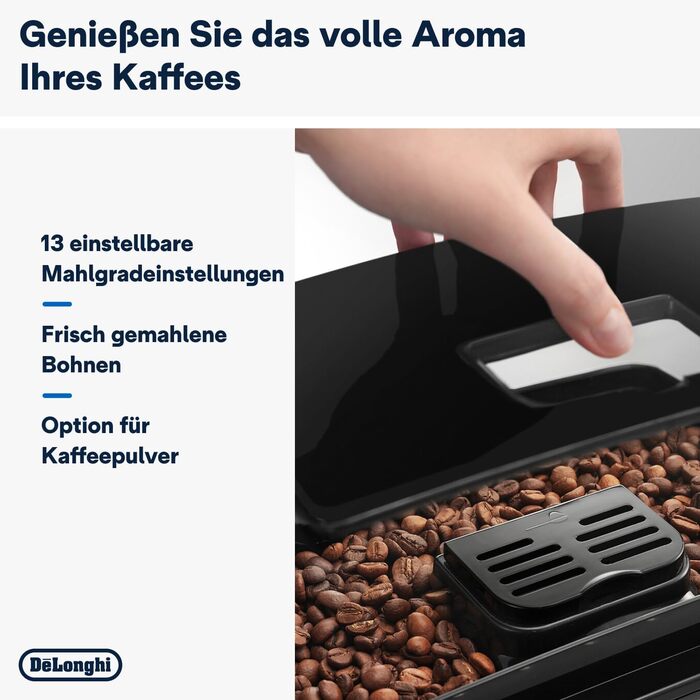 De'Longhi Magnifica S ECAM11.112.B, fully automatic coffee machine with milk frother for cappuccino, with espresso direct selection buttons and rotary dial, 2-cup function, black