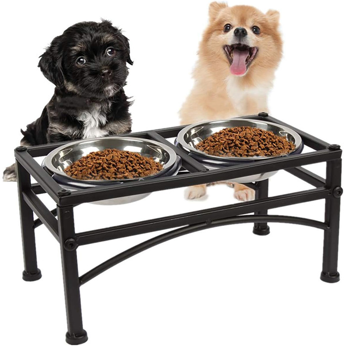 Підвищена годівниця для собак Funkeen - набір з 3 шт. з нержавіючої сталі, подвійні знімні миски, для корму та води, підходить для середніх собак