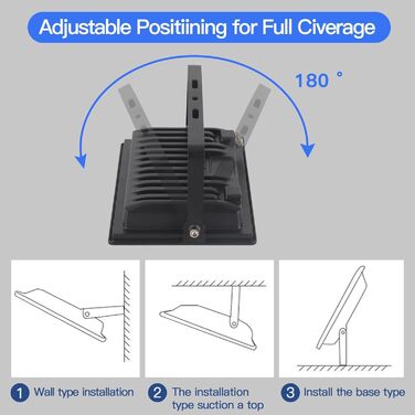 LED Floodlight 50W, Outdoor 5000LM, Spotlight 72 LED IP65 Waterproof, Outdoor Floodlight 6500K Cold White, 230V for Garage, Garden 【2 Pieces Black】 (6500k Cold White, GJ50W [2 Pieces Black])
