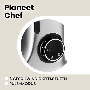 Кухонна машина ZEEGMA Planeet Chef: потужний міксер з чашею 6.5 л, 2200W, 7 швидкостей, для тіста та інших продуктів