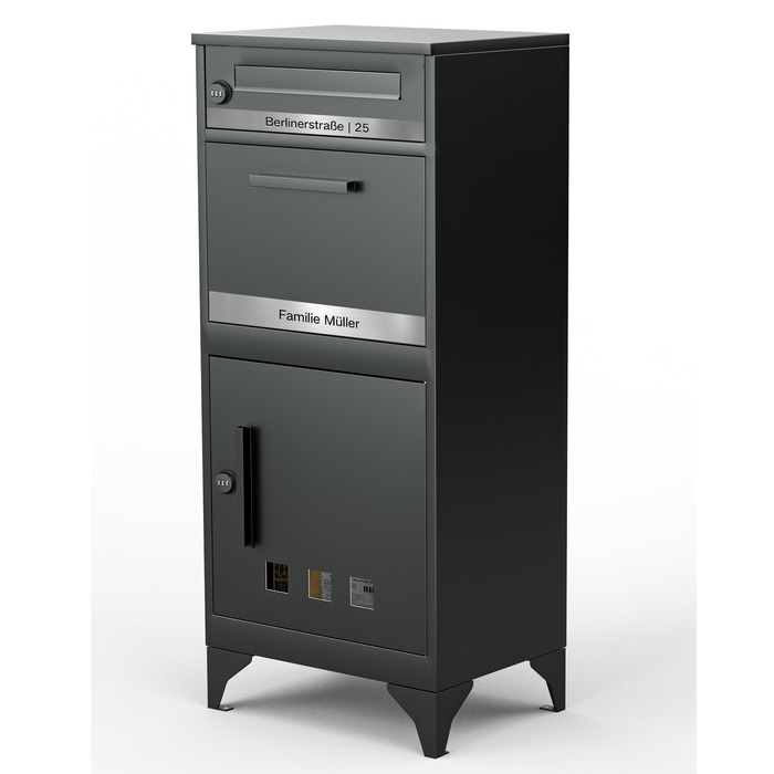 Поштовий ящик вуличний Edestahl Anthrazit з газетницею (37x37x10 см) та індивідуальним іменним шильдиком. Водонепроникний, з наклейкою проти небажаної реклами.