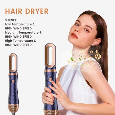 Набір для укладки волосся 6 в 1 Airstyler: фен-щітка, дифузор, плойка, для об'єму, укладки та сушіння (блакитний)