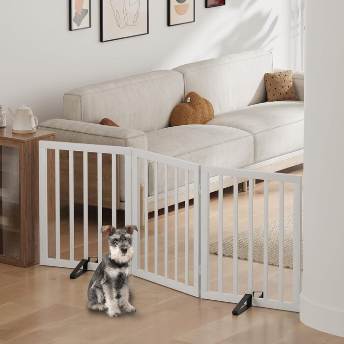 Сітка для собак з бамбука, перегородка для кімнати, 3 панелі (біла)