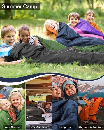 Сплячий мішок 3-4 сезони - ковдровий спальний мішок Легкий для кемпінгу, Outdoor. Ідеальний для дорослих та дітей 220x75см, темно-синій