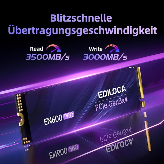 SSD накопичувач EN600 PRO 2TB PCIe 3.0x4 NVMe M.2 2280 - 3500 MB/s, 3D NAND TLC, SLC-кеш, для ПК, ноутбуків та десктопів