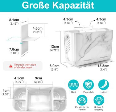 Тримач для зубних щіток електричних з отворами для стоку, дерев'яниста текстура, органайзер для зберігання зубних щіток на 4 щітки, легко чистити, для ванної кімнати (білий мармуровий малюнок, великий)