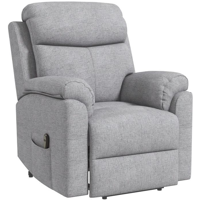 HOMCOM Electric Recliner TV Chair with Lift Assist, 5 Massage Modes, Reclining Function, Massage Chair with Footrest, Linen-Look Fabric, Side Pocket, and Remote Control, for Living Room, Grey | Aosom