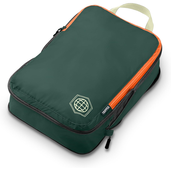 Набір кубиків для пакування TRIPPED Travel Gear: Органайзери для багажу з подвійним замком, компресія, білий, зелений (зелений/помаранчевий, 6 шт.)