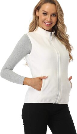 Жіноча флісова жилетка Fuinloth, легка, без рукавів, зі стійким коміром та кишенями на блискавці, армійного кольору (3XL, слонова кістка)