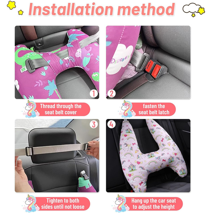 OHAANYY Sleep Pillow for Car Kids & Travel Pillow Kids Car, Car Pillow Kids/Sleep Pillow Kids Car, H-shaped Pillow Car Suitable for Holiday Travel for Children (Headrest not included)