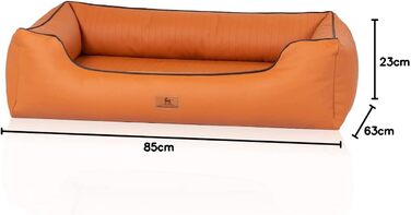 Ортопедичне собаче ліжко Knuffelwuff Lovelock M-L з штучної шкіри, 85 x 63 см, Rusty. Знімний чохол, легко мити, для великих, середніх та маленьких собак. Розміри: 85 x 63 x 23 см