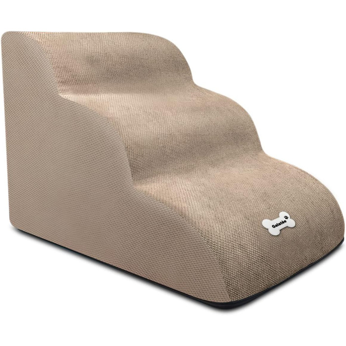 Сходинки для тварин Galatée: 3-ступеневі сходи з щільного пінополіуретану, знімний чохол на блискавці, для собак та інших домашніх тварин (Світло-коричневий)