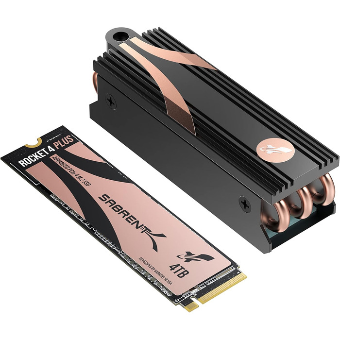 SSD накопичувач Sabrent M.2 NVMe Gen 4 з радіатором, 4TB, PCIe 4.0, 7100 MB/s, для ігор, PS5, ПК, ноутбуки, десктопи