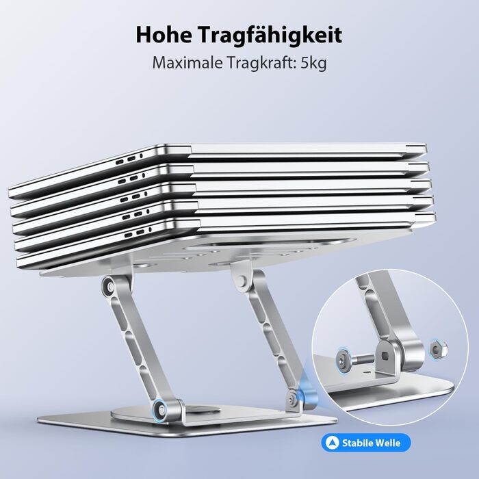 Підставка для ноутбука CreaDream, алюміній, 360° обертання, регульована, для 10-17