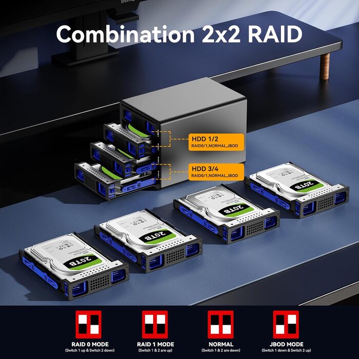 Зовнішній RAID корпус для HDD/SSD на 2 відсіки 2.5