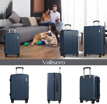 Набір валіз, багажний набір, ролери, валіза на коліщатках 5шт, ABS пластик, TSA замок, містить 1 велику сумку та 1 косметичку, 4 колеса, телескопічна ручка з алюмінію (рожеве золото), темно-синій