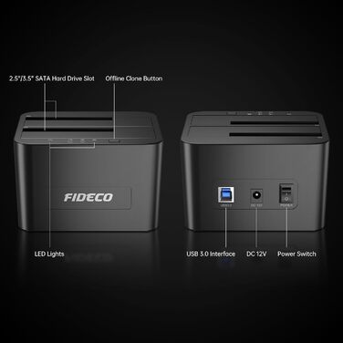 Док-станція для HDD/SSD FIDECO, USB 3.0, 2.5/3.5