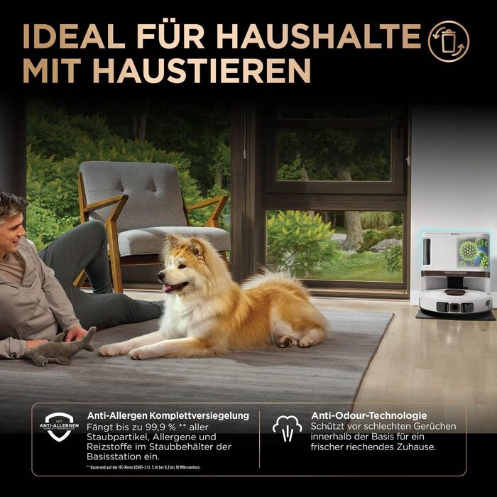 Робот-пилосос та робот-мийник Shark PowerDetect 2-в-1, NeverTouch Pro, самостійне очищення до 60 днів, 3D-LiDAR навігація, NeverStuck, керування через додаток, RV2800ZEEU, 2 щітки, Anti-Micro Pads, 1 капсула