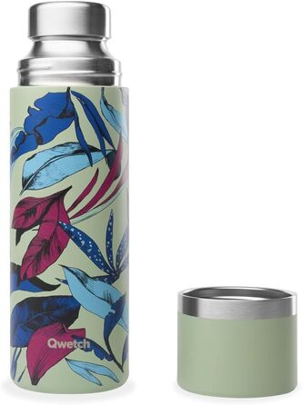 Qwetch Stainless Steel Thermos Flask - 750ml Insulated Bottle & Thermos with Recycled Stainless Steel Cup - 24h Cold & 12h Hot - Leakproof, BPA-Free & Perfect for Coffee & Tea - Brushed Stainless Steel (750 ml, Bahia)