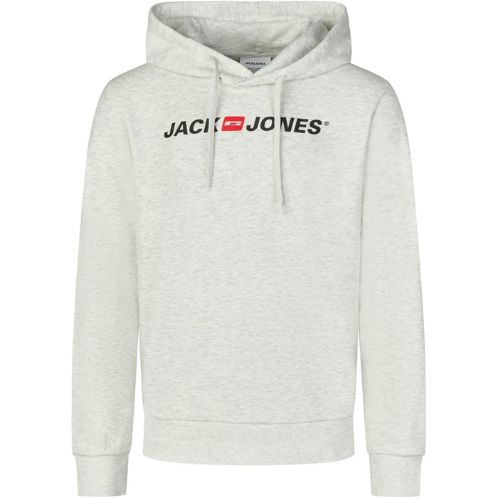 Чоловічий худі Jack & Jones JJMORTY Regular Fit з принтом, білий меланж