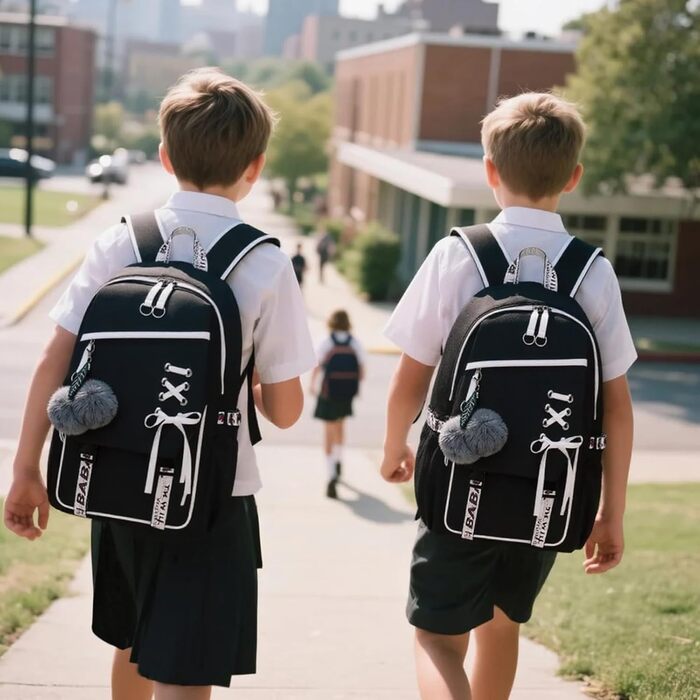 Шкільний рюкзак для дівчаток, водонепроникний, з брелоком, для 3-6 класів, чорний
