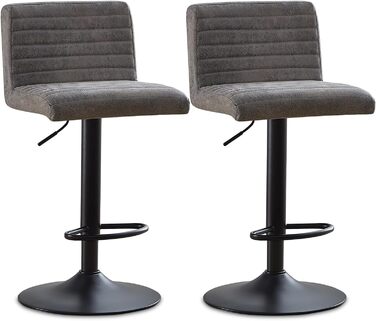 JYMTOM Adjustable Bar Stools Set - 360° Swivel Velvet Padded Counter Stools for Bar, Kitchen, Bistro, Cafe & Dining Room (2, Grey)