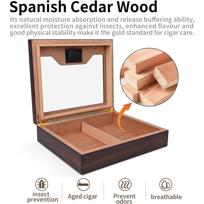 Вологозберігаючий вологомір для сигар ручної роботи на 25-35 сигар - ідеальний подарунок для чоловіків
