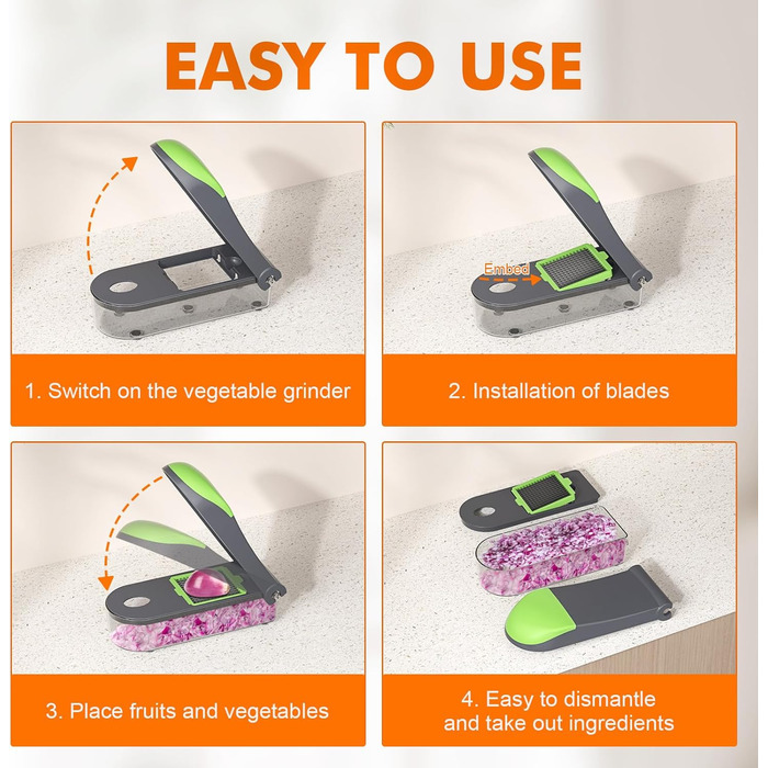 Ibergrif M521 – Мультифункціональний подрібнювач овочів 6-в-1, 1200 мл, чорно-зелений