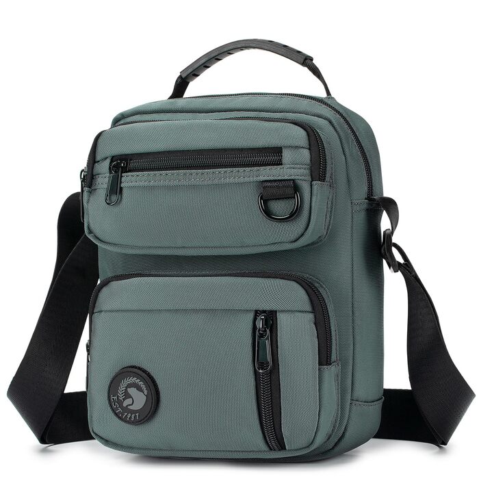 Чоловіча нагрудна сумка через плече з патчами та кріпленням на липучці, водонепроникна тактична сумка-слінг з багатьма кишенями, сіра