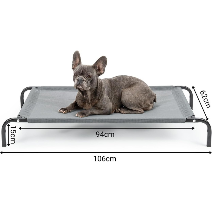Textilene fabric dog bed, (L) 100 x 76 cm, (L 106 x W 62 x H 15 cm, Grey)