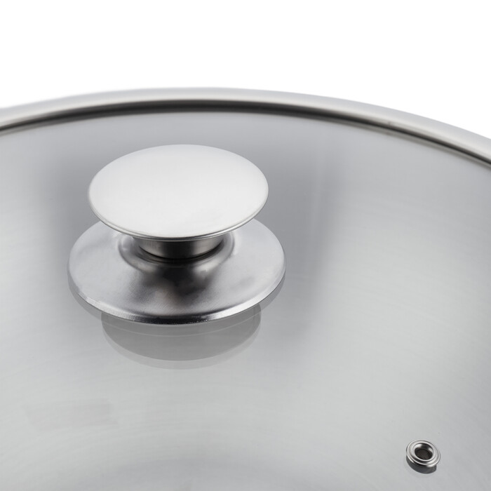 Relaxdays Stainless Steel Wok with Glass Lid