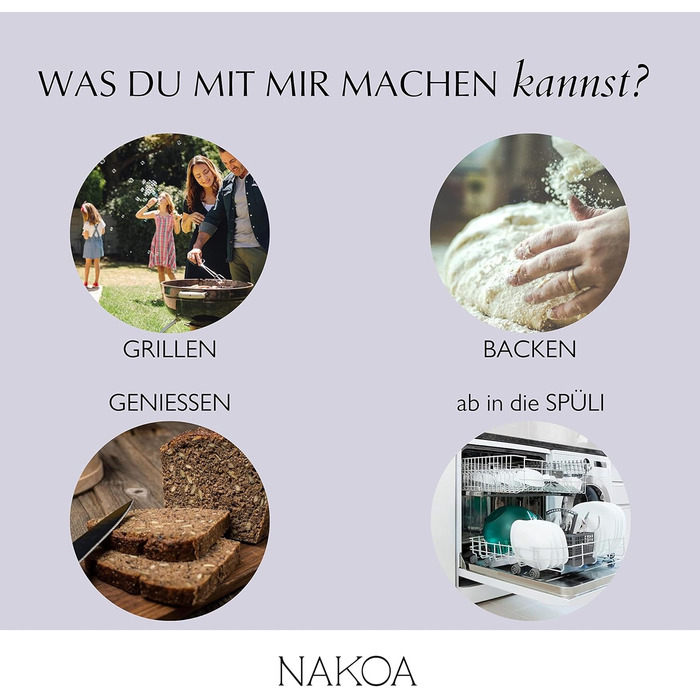 NAKOA Loaf Pan made from natural materials with excellent non-stick properties | Bread Loaf Pan | Rectangular Baking Pan | Baking Bread and Cakes | MADE IN GERMANY from high-quality enamel